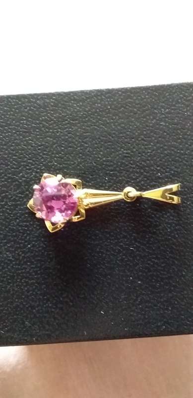 Vintage 9ct Gold And Natural Pinkish/Purple Gemstone Pendant
