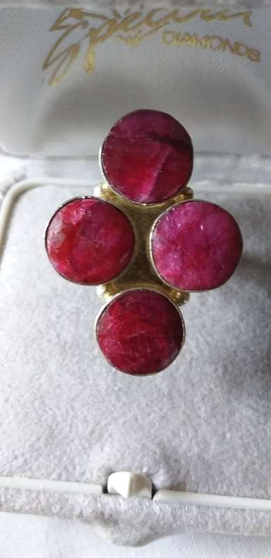 Genuine Ruby Quartz Gemstone Ring