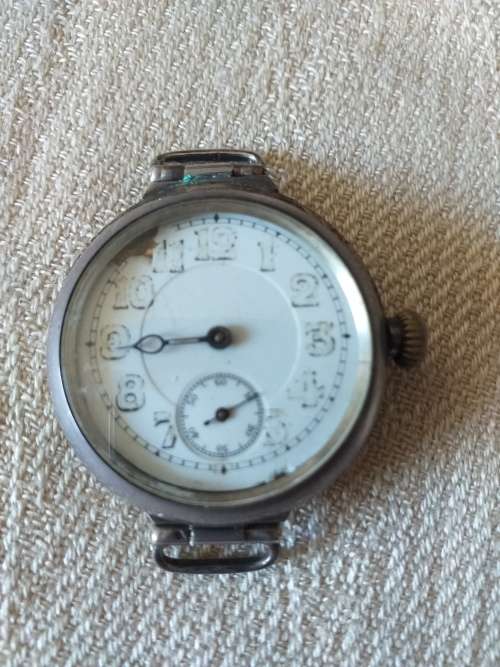 Antique Sterling Silver Trench Wrist Watch - (circa 1915)