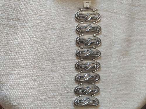 Antique/Vintage Large Sterling Silver Bracelet - (65.1g)
