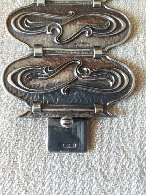 Antique/Vintage Large Sterling Silver Bracelet - (65.1g)