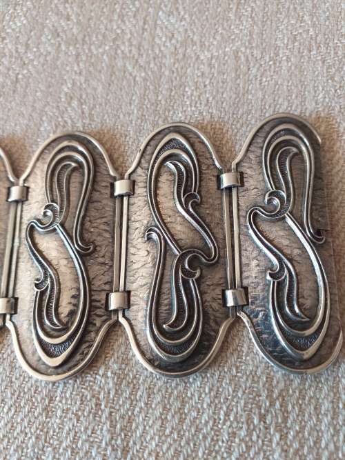 Antique/Vintage Large Sterling Silver Bracelet - (65.1g)