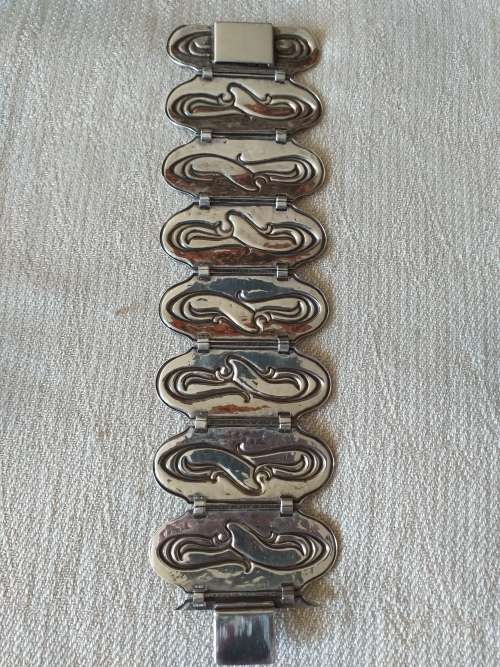 Antique/Vintage Large Sterling Silver Bracelet - (65.1g)