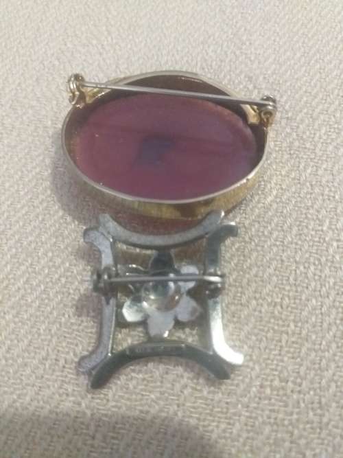 Vintage Sterling Silver Marcasite Brooch And A Purple Stone One - (1Bid for both)