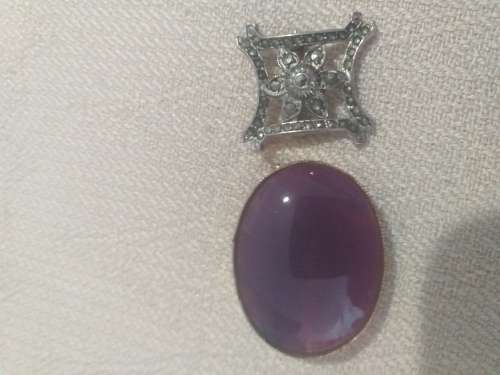 Vintage Sterling Silver Marcasite Brooch And A Purple Stone One - (1Bid for both)