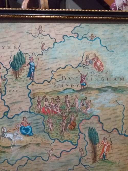 Very Rare Antique Poly Albion Map Of The Shyre Counties - (1613)