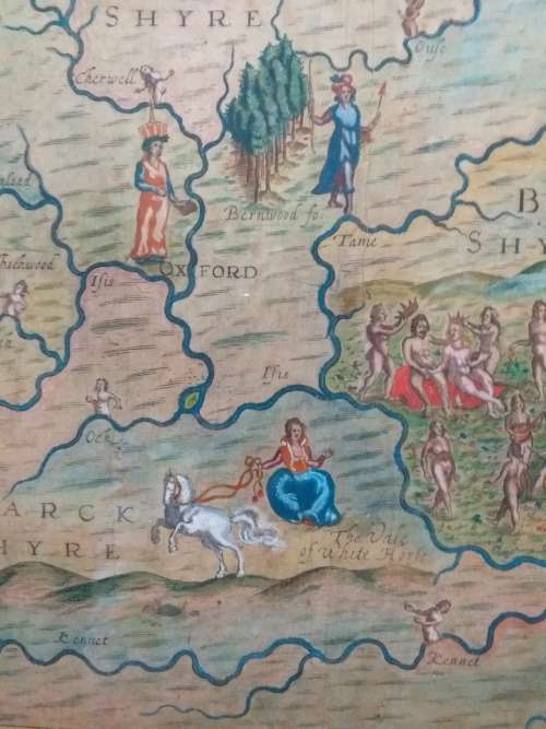 Very Rare Antique Poly Albion Map Of The Shyre Counties - (1613)