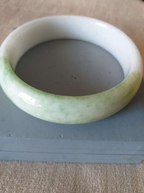 Large Green And White Bangle