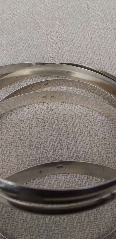 Set Of Five Solid Sterling Silver Bangles
