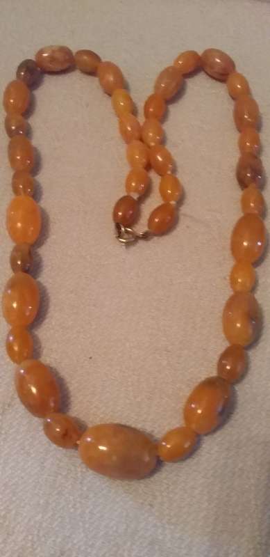 Vintage Faux Amber Bead Necklace