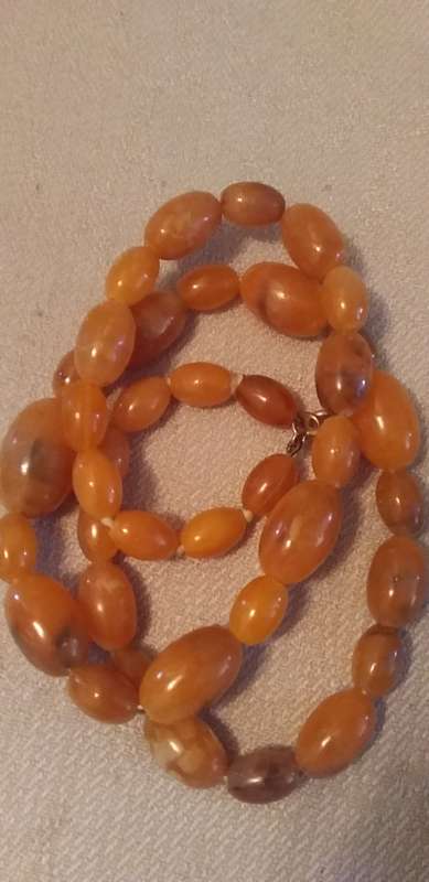 Vintage Faux Amber Bead Necklace