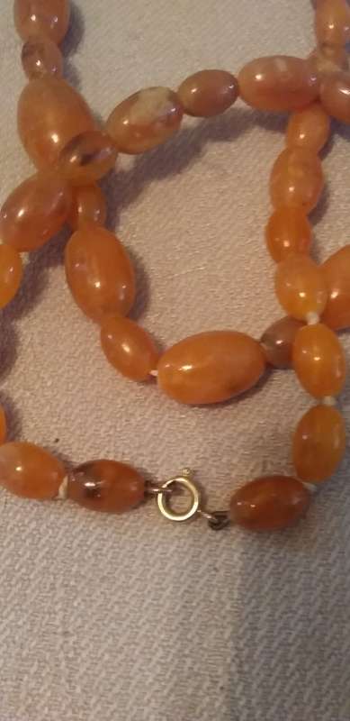 Vintage Faux Amber Bead Necklace