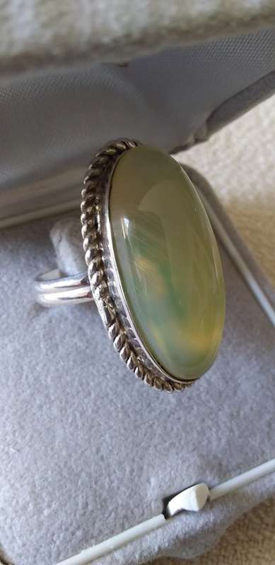 Genuine Prehnite Gemstone Ring