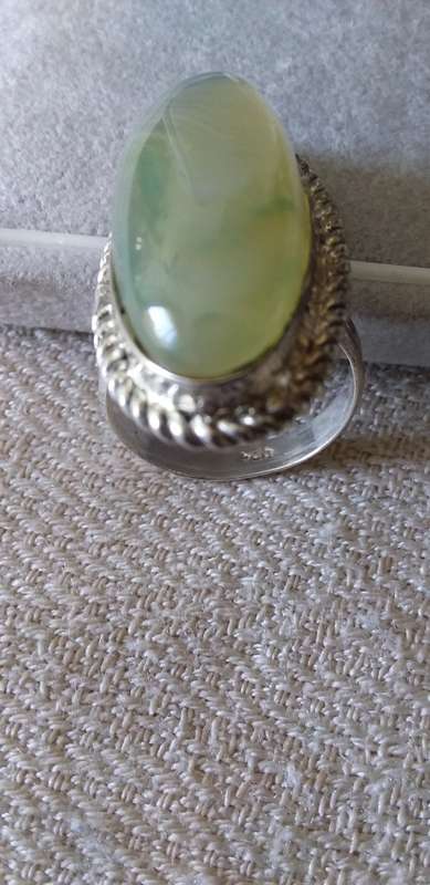 Genuine Prehnite Gemstone Ring