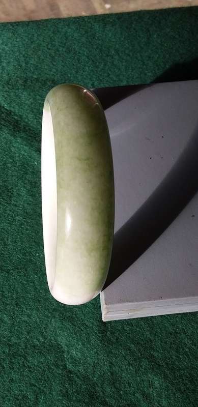 Real Green And White Gemstone Bangle