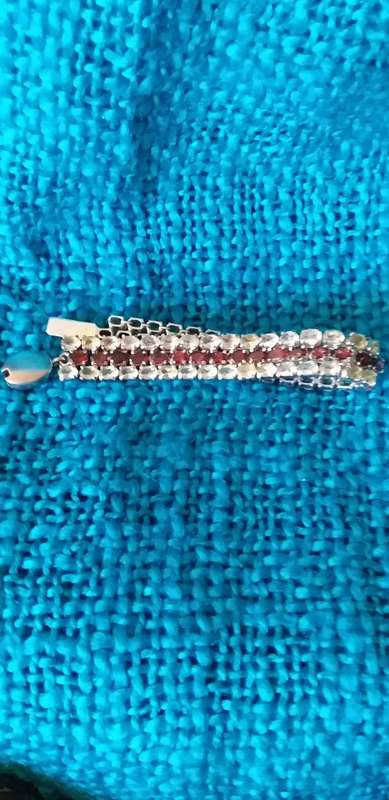 Genuine Garnet And Citrine Triple Row Bracelet