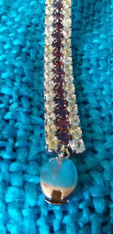 Genuine Garnet And Citrine Triple Row Bracelet