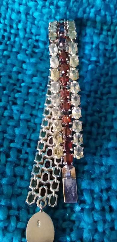 Genuine Garnet And Citrine Triple Row Bracelet