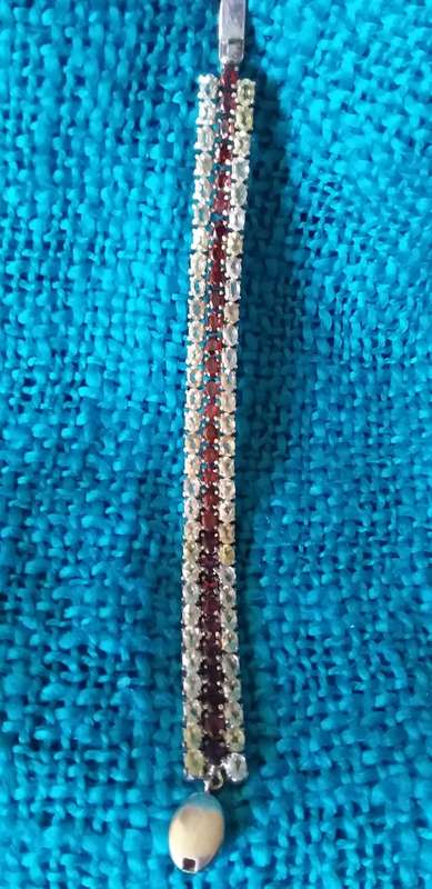 Genuine Garnet And Citrine Triple Row Bracelet