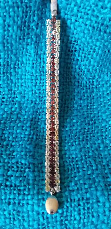 Genuine Garnet And Citrine Triple Row Bracelet