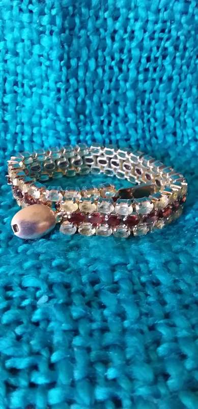 Genuine Garnet And Citrine Triple Row Bracelet
