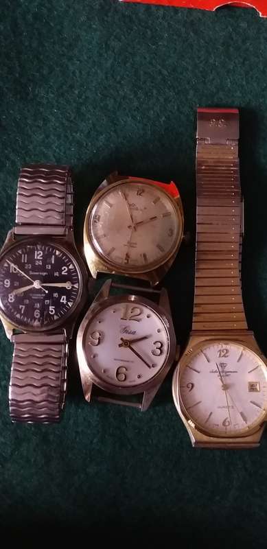 Job Lot Of Four Vintage Men`s Wrist Watches For Spares Or Repairs - (All Not Working)