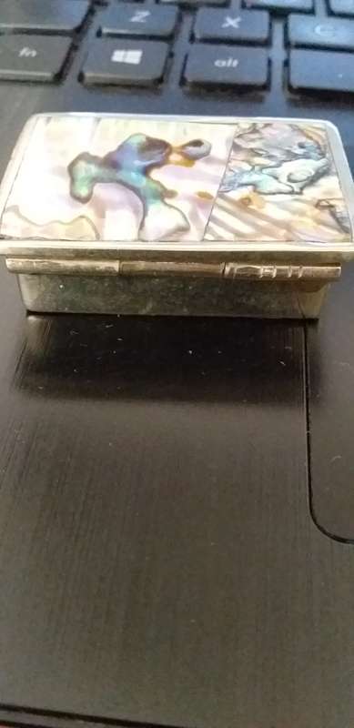 Sterling Silver And Abalone Shell Pill Box