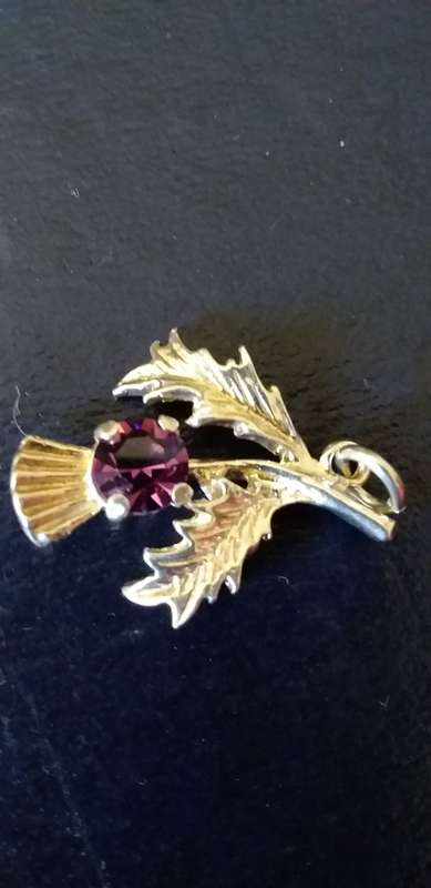 Scottish Sterling Silver And Purple Stone Pendant