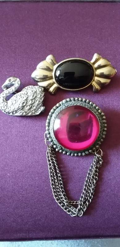 Job Lot Of  Three Vintage Brooches - (1 bid )