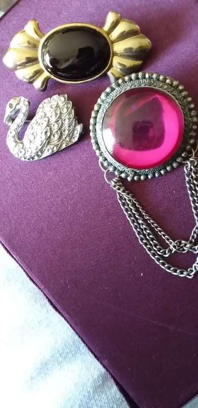 Job Lot Of  Three Vintage Brooches - (1 bid )