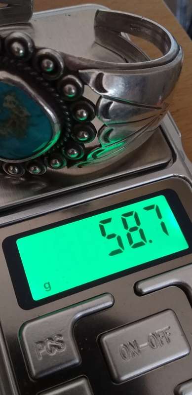 Vintage Native American Sterling Silver And Turquoise Cuff Bangle - (Signed) (58.7g)
