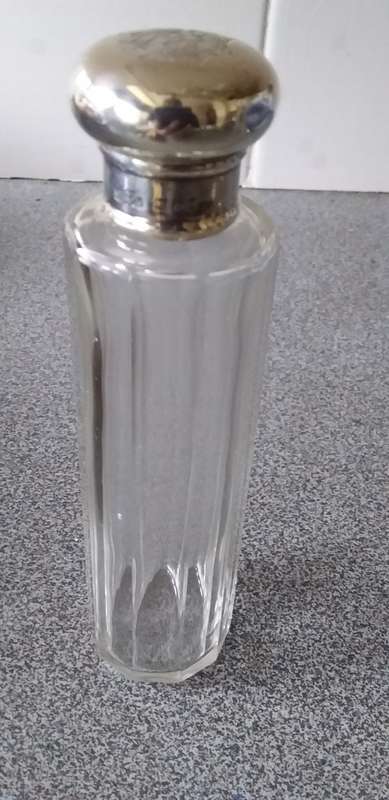 Antique Hallmarked Silver Topped Dressing Table Bottle