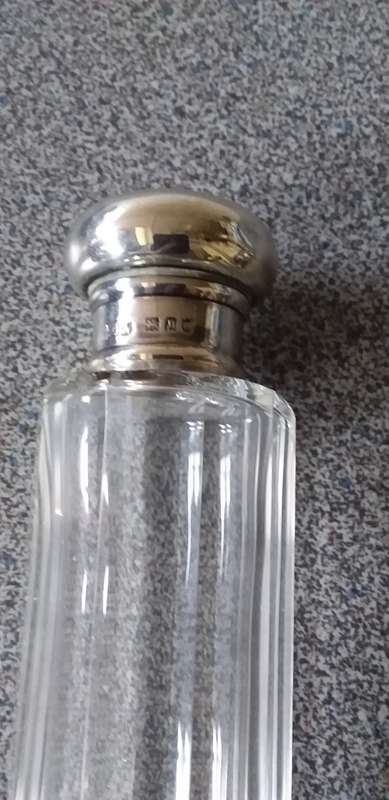 Antique Hallmarked Silver Topped Dressing Table Bottle