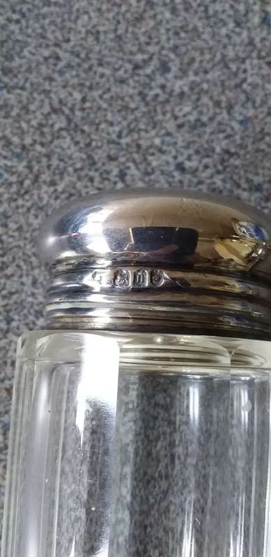 Antique Hallmarked Silver Topped Dressing Table Bottle