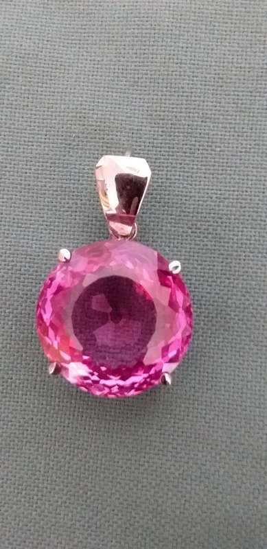 Large Pink Synthetic Topaz Pendant