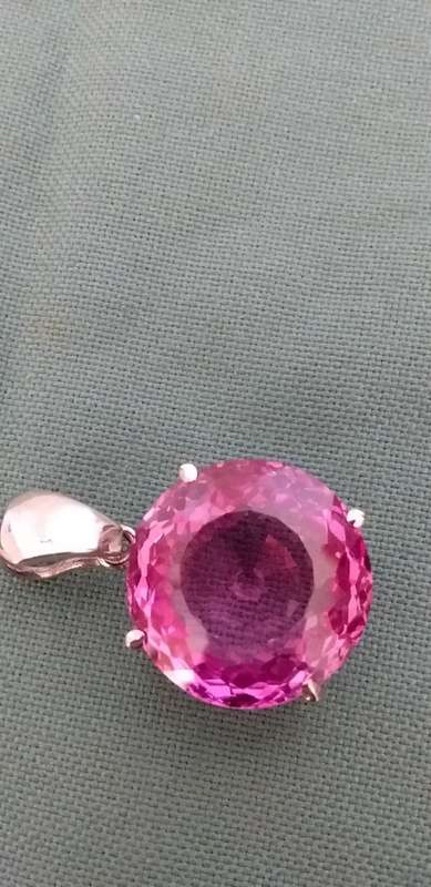 Large Pink Synthetic Topaz Pendant