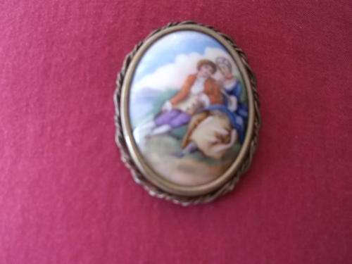 Vintage Limoges Porcelain Brooch