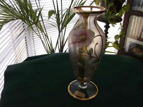 German Hand Painted Glass Vase