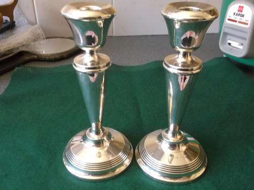 Pair Of Vintage Hallmarked Silver Candle Holders - Birmingham 1971