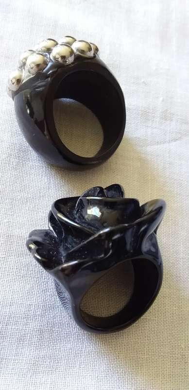 Vintage Bakelite And White Metal Ring And One Other - (1 bid)