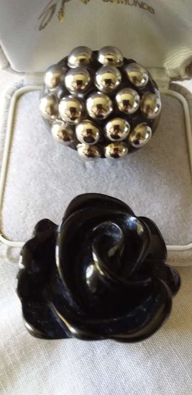 Vintage Bakelite And White Metal Ring And One Other - (1 bid)