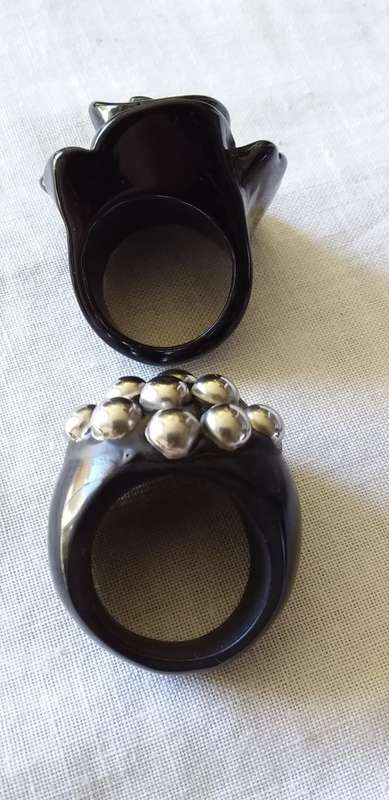 Vintage Bakelite And White Metal Ring And One Other - (1 bid)