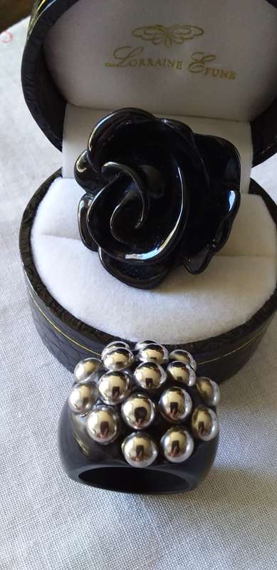 Vintage Bakelite And White Metal Ring And One Other - (1 bid)