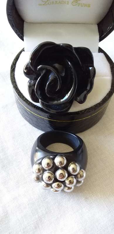 Vintage Bakelite And White Metal Ring And One Other - (1 bid)