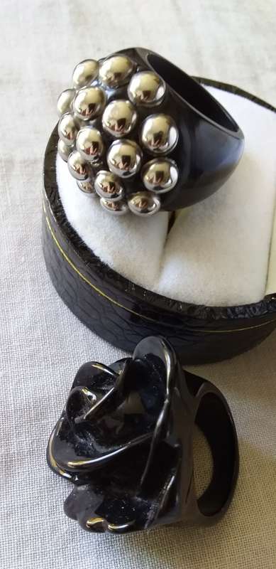 Vintage Bakelite And White Metal Ring And One Other - (1 bid)