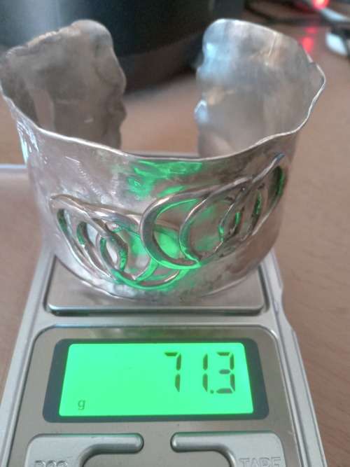 Large Heavy Vintage Sterling Silver Cuff Bangle - (71.3g)