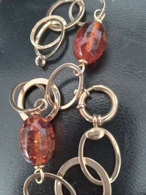 18ct Gold And Amber Bracelet (5.8g)