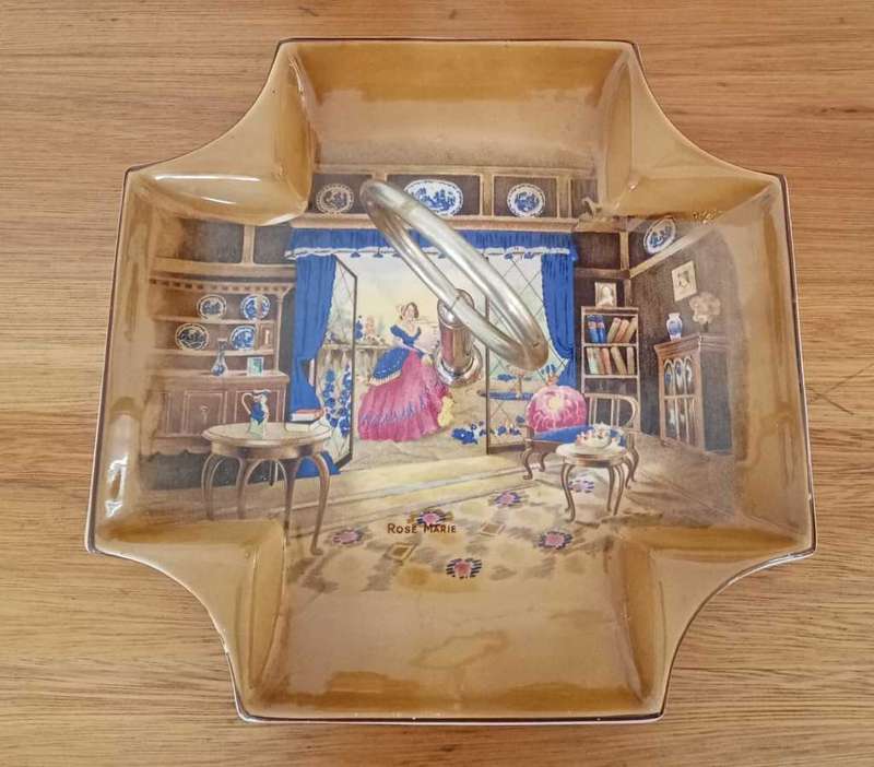 Antique Lancaster & Sons Rose Marie tray and sugar bowl