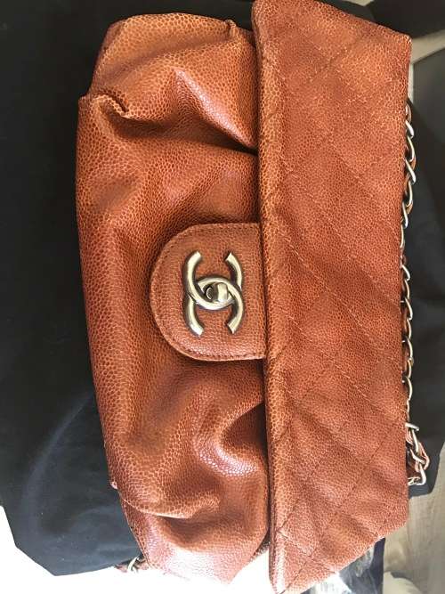 Chanel Brown Elastic Flap in Glazed Calfskin - PRICED TO SELL