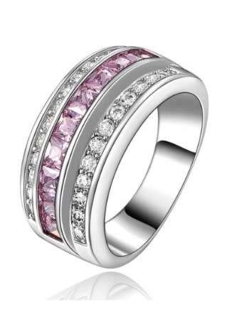 FABULOUS BRAND NEW 10 KT WHITE GOLD RING WITH PINK & WHITE TOPAZ.